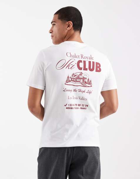 ONLY & SONS – Biały T-shirt oversize z napisem Ski Club na plecach - view 1