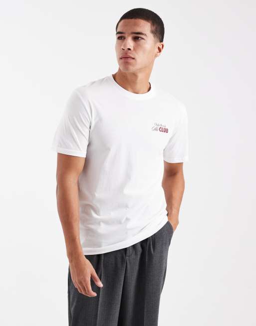 ONLY & SONS – Biały T-shirt oversize z napisem Ski Club na plecach, 3 z 5