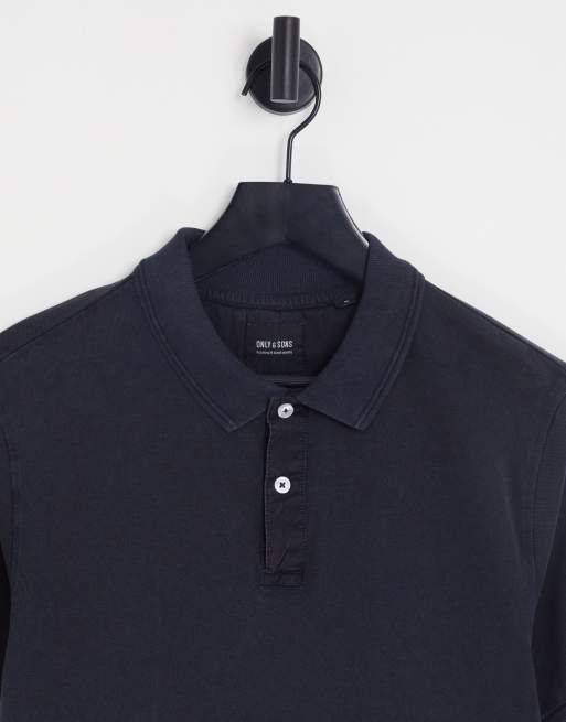 Only & Sons – Blekt marinblå, smal pikétröja , 4 av 4
