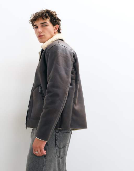 ONLY & SONS blouson aviateur avec col teddy couleur chocolat, 4 de 9