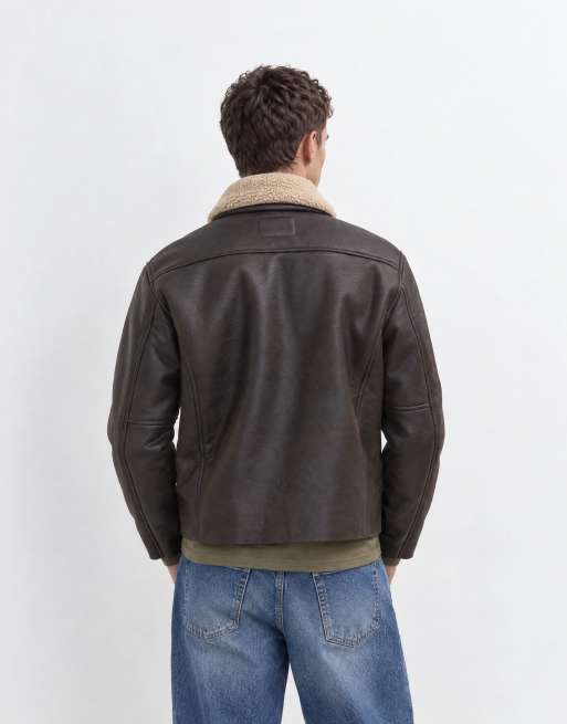 ONLY & SONS blouson aviateur avec col teddy couleur chocolat, 8 de 9