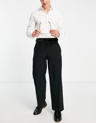Only & Sons Bob loose fit smart trousers in black