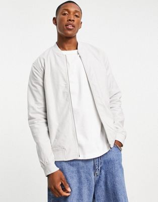 Only & Sons co-ord linen mix bomber jacket in light grey  - ASOS Price Checker