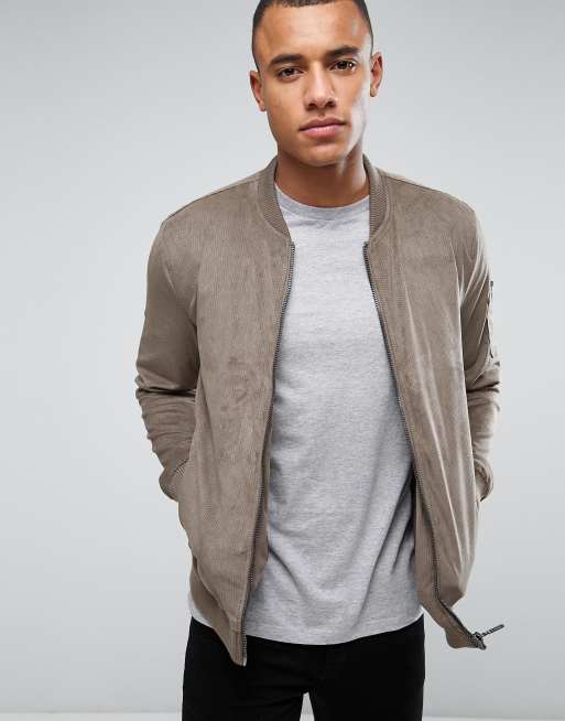 Only & Sons - Bomber in camoscio sintetico con dettagli traforati
