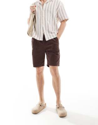 ONLY & SONS - Bordeaux pull-on-shorts i fløjl