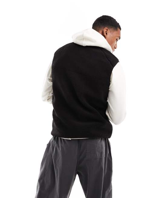 Only & Sons borg gilet vest in black, 3 of 4