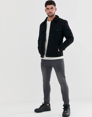 only and sons black denim jacket