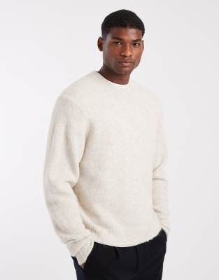 Only & Sons Boxy Fit Crew Neck Knit In Neutral