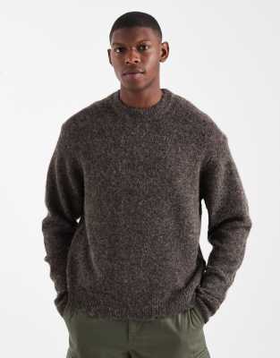 Only & Sons Boxy Fit Crew Neck Knit Sweater In Gray