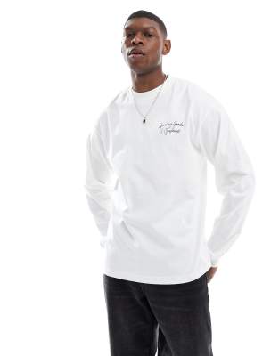 Only & Sons Boxy Fit Long Sleeve T-shirt With Basketball Back Print In White