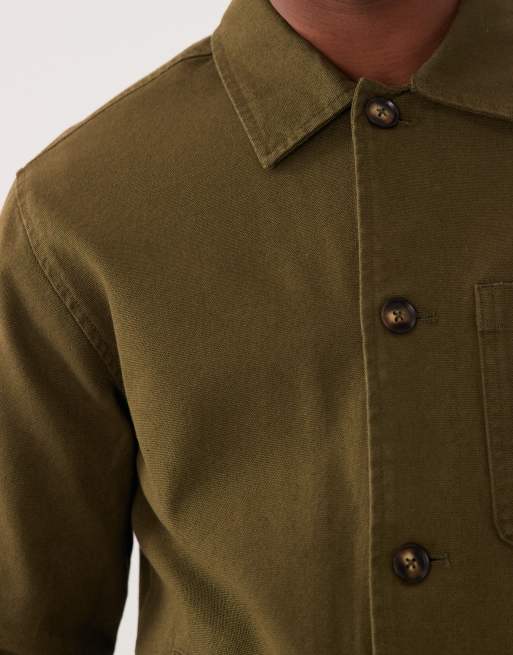 ONLY & SONS boxy fit overshirt in olive, 4 of 5
