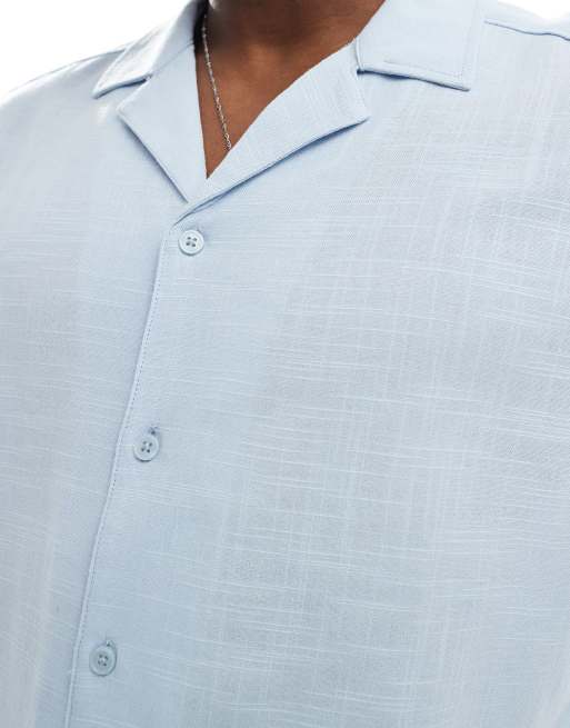 ONLY & SONS boxy fit revere collar shirt in light blue , 2 of 4