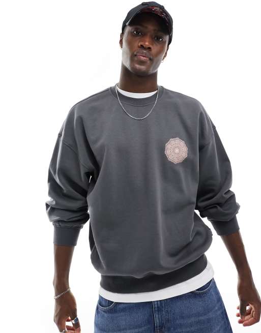 ONLY & SONS boxy fit sweater with mandala back print in washed 
