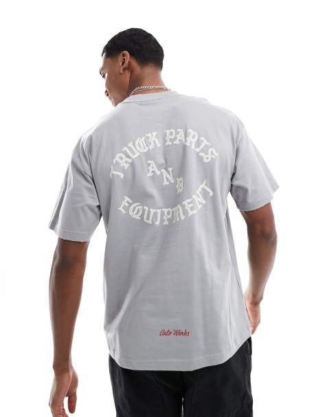 ONLY & SONS boxy fit t-shirt with back print in washed grey - view 1