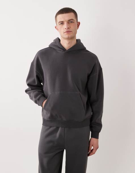 ONLY & SONS boxy hoodie in charcoal grey (part of a set) - view 1