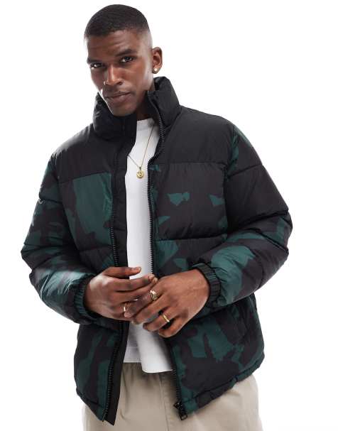 ONLY & SONS boxy oversized puffer in black with abstract print - view 1
