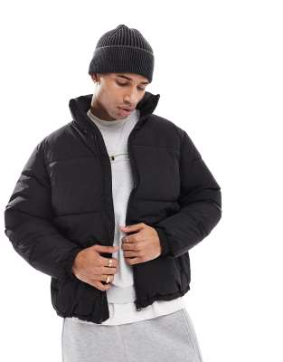 boxy oversized puffer jacket in black
