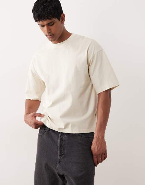 ONLY & SONS boxy t-shirt in cream - view 1