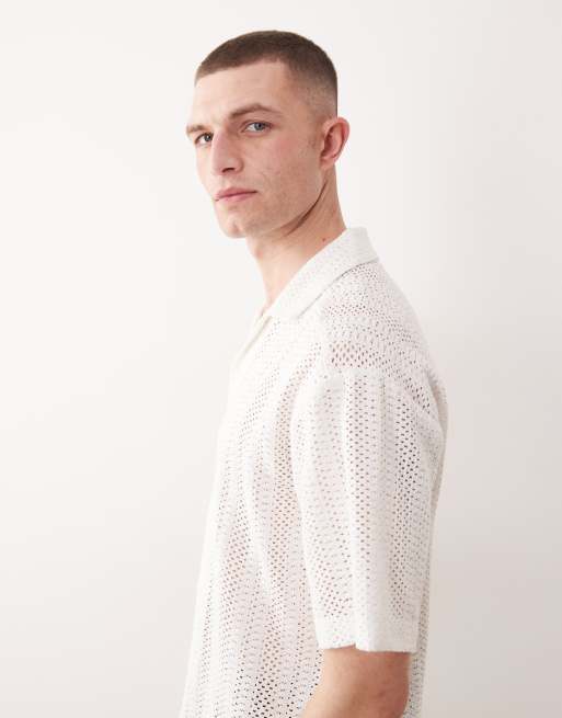 Only & Sons – Brązowa koszula szydełkowana, 4 z 5