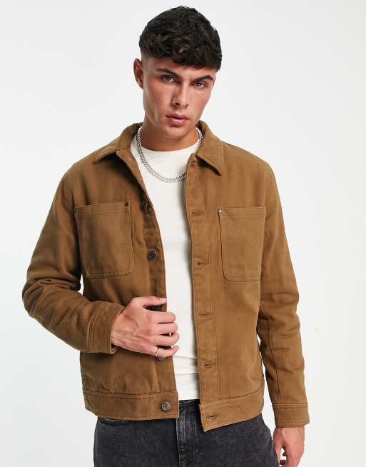 Only & Sons – Brązowa kurtka typu worker z pikowaną podszewką 