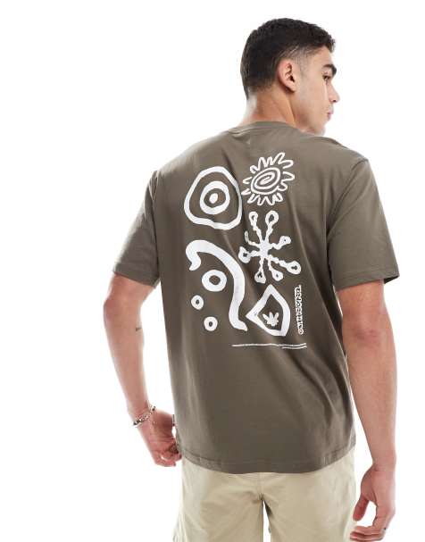 ONLY & SONS – Brązowy T-shirt oversize z nadrukiem na plecach - view 1