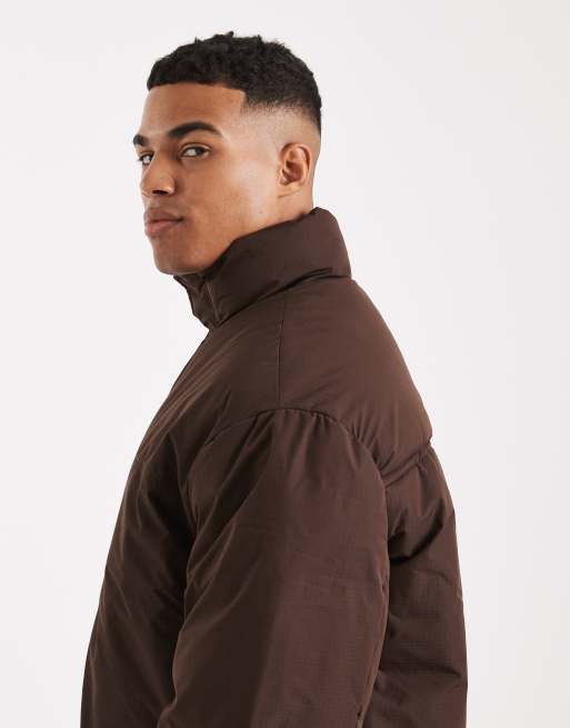 ONLY & SONS - Brun oversized dynejakke med ripstop, 4 af 5