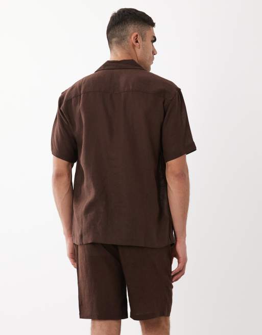 ONLY & SONS – Bruna shorts i linnerikt tyg, del av set, 3 av 5