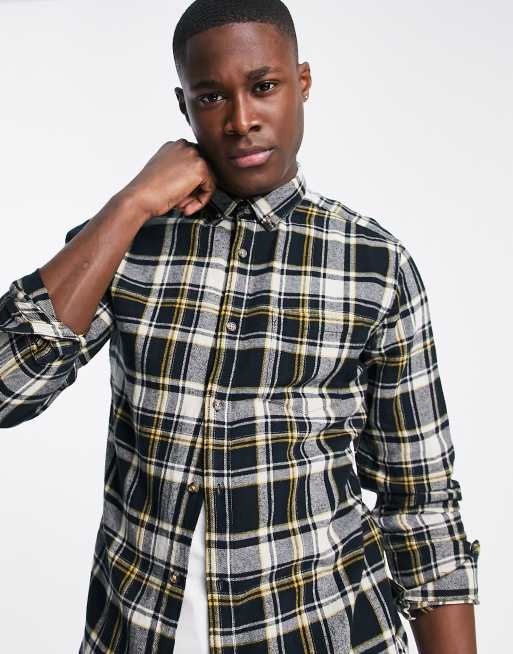 Only & Sons brushed check shirt in navy, 4 of 4
