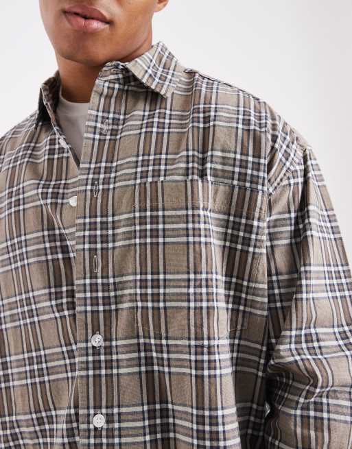 ONLY & SONS brushed shirt in beige check , 5 of 5