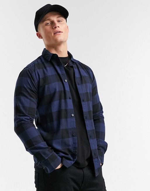 Only & Sons buffalo check shirt in blue