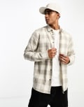 [ONLY & SONS] Only & Sons buffalo check shirt in ecru and beige-Neutral XS Antique White