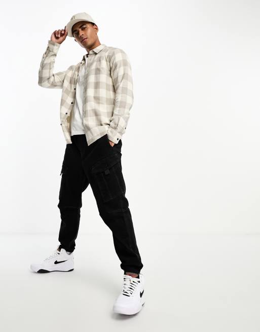 ONLY & SONS buffalo check shirt in ecru and beige, 4 of 4