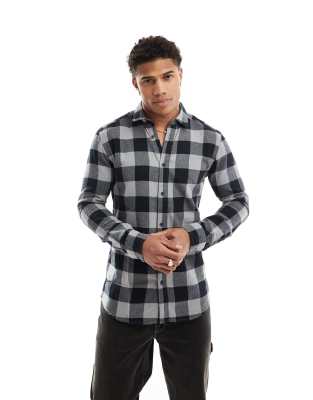 Only & Sons Buffalo Plaid Shirt In Khaki And Beige-green