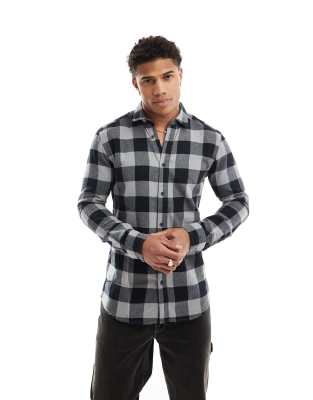 Only & Sons Buffalo Plaid Shirt In Khaki And Beige-green In Gray