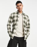 [ONLY & SONS] Only & Sons buffalo check shirt in khaki and beige-Green XL Forest Night SL