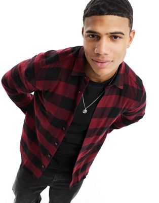 ONLY & SONS buffalo check shirt in red and black