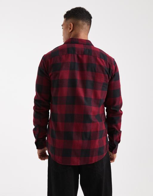 Only & Sons buffalo check shirt in red and black