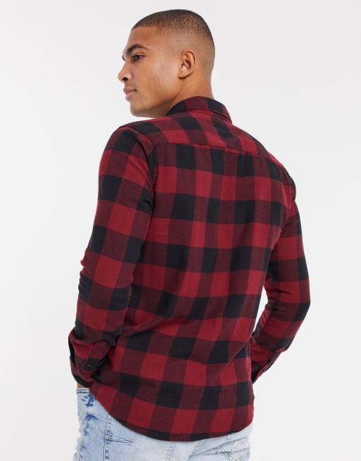 Only & Sons buffalo check shirt in red, 2 of 4