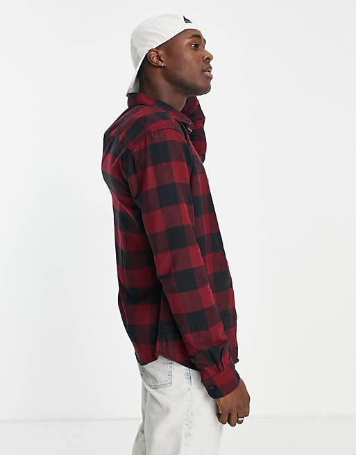  Only & Sons buffalo check slim fit shirt in red 