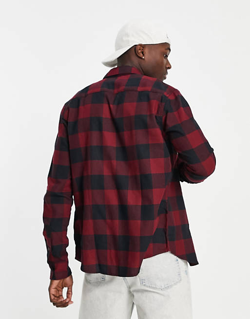  Only & Sons buffalo check slim fit shirt in red 