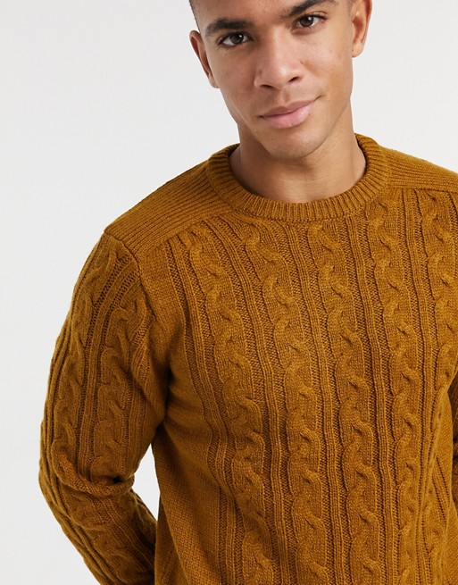 Only & Sons cable jumper in tan