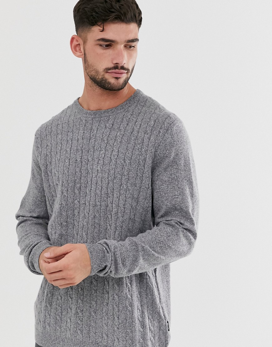 Only & Sons cable knit jumper-Grey