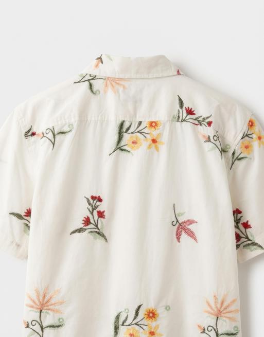 ONLY & SONS - Camicia a maniche corte bianca con ricamo floreale, 8 di 9