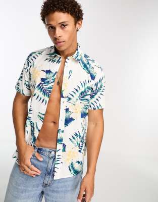 Only & Sons - Camicia a maniche corte bianca con stampa a fiori