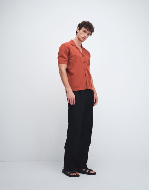 ONLY & SONS - Camicia a maniche corte in maglia rosso bruciato con fiori, 2 di 9