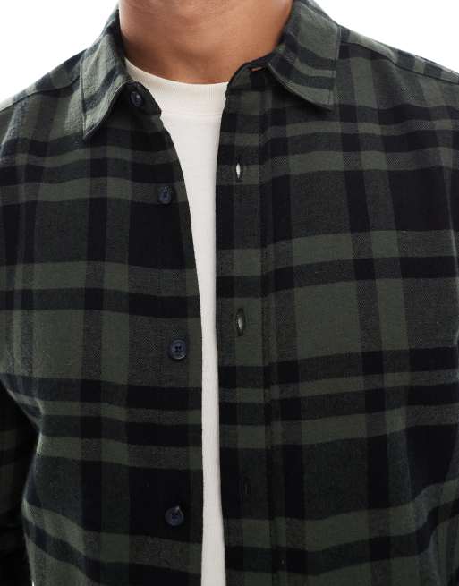 ONLY & SONS - Camicia a quadri color kaki scuro e nero, 3 di 5