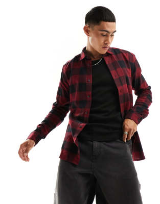 Only & Sons buffalo check shirt in red and black   - ASOS Price Checker