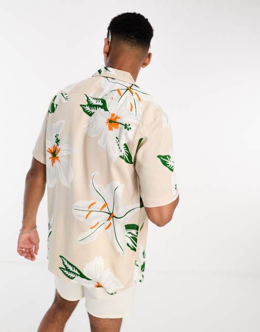 Only & Sons - Camicia beige a fiori con rever, 3 di 4