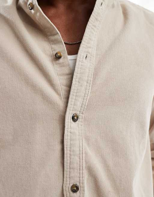 Only & Sons - Camicia beige in tessuto a coste, 2 di 4