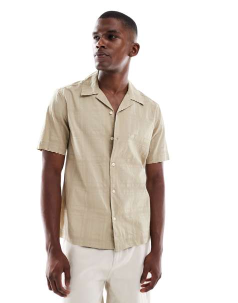 ONLY & SONS- Camicia beige testurizzata con colletto con rever - view 1